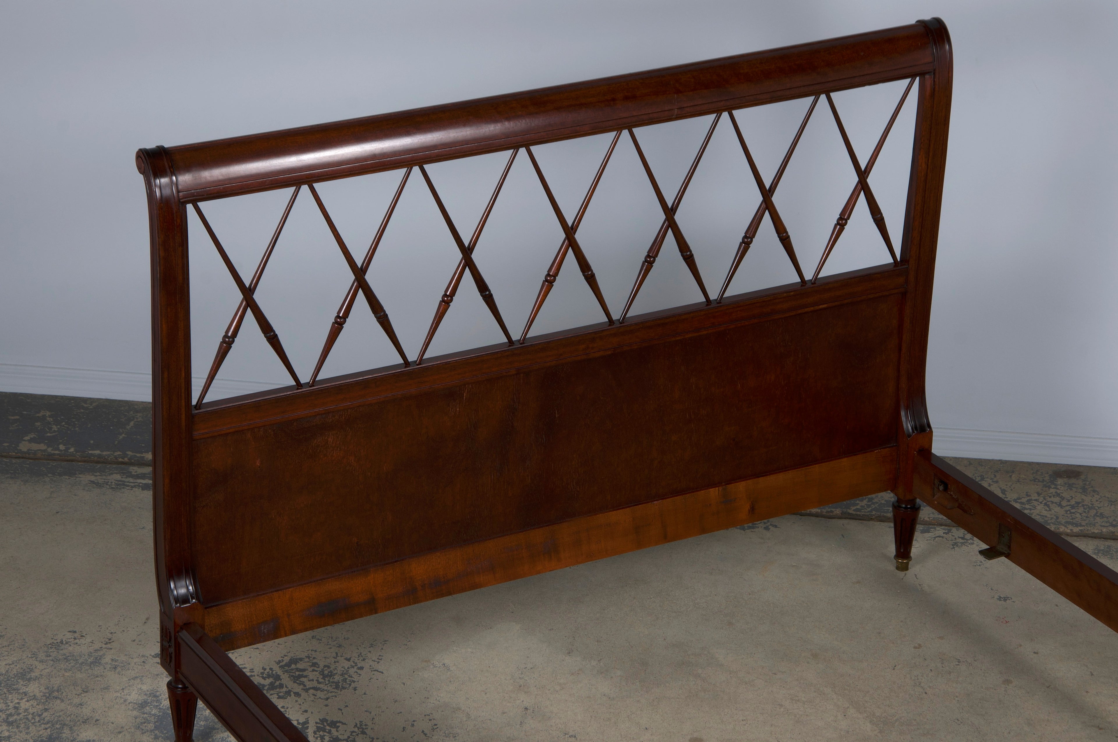 Antique French Louis XVI Style Mahogany Full Size Bedframe