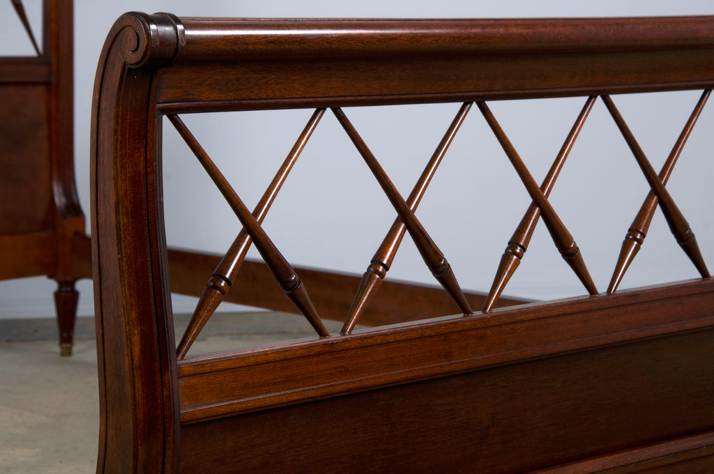 Antique French Louis XVI Style Mahogany Full Size Bedframe