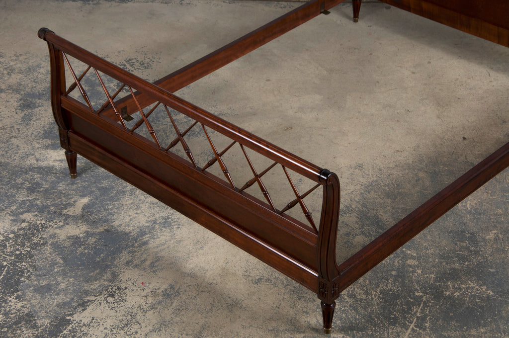 Antique French Louis XVI Style Mahogany Full Size Bedframe
