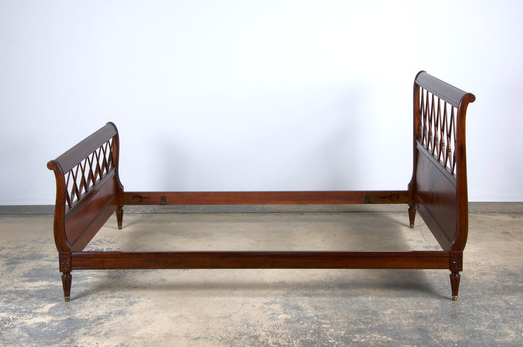 Antique French Louis XVI Style Mahogany Full Size Bedframe