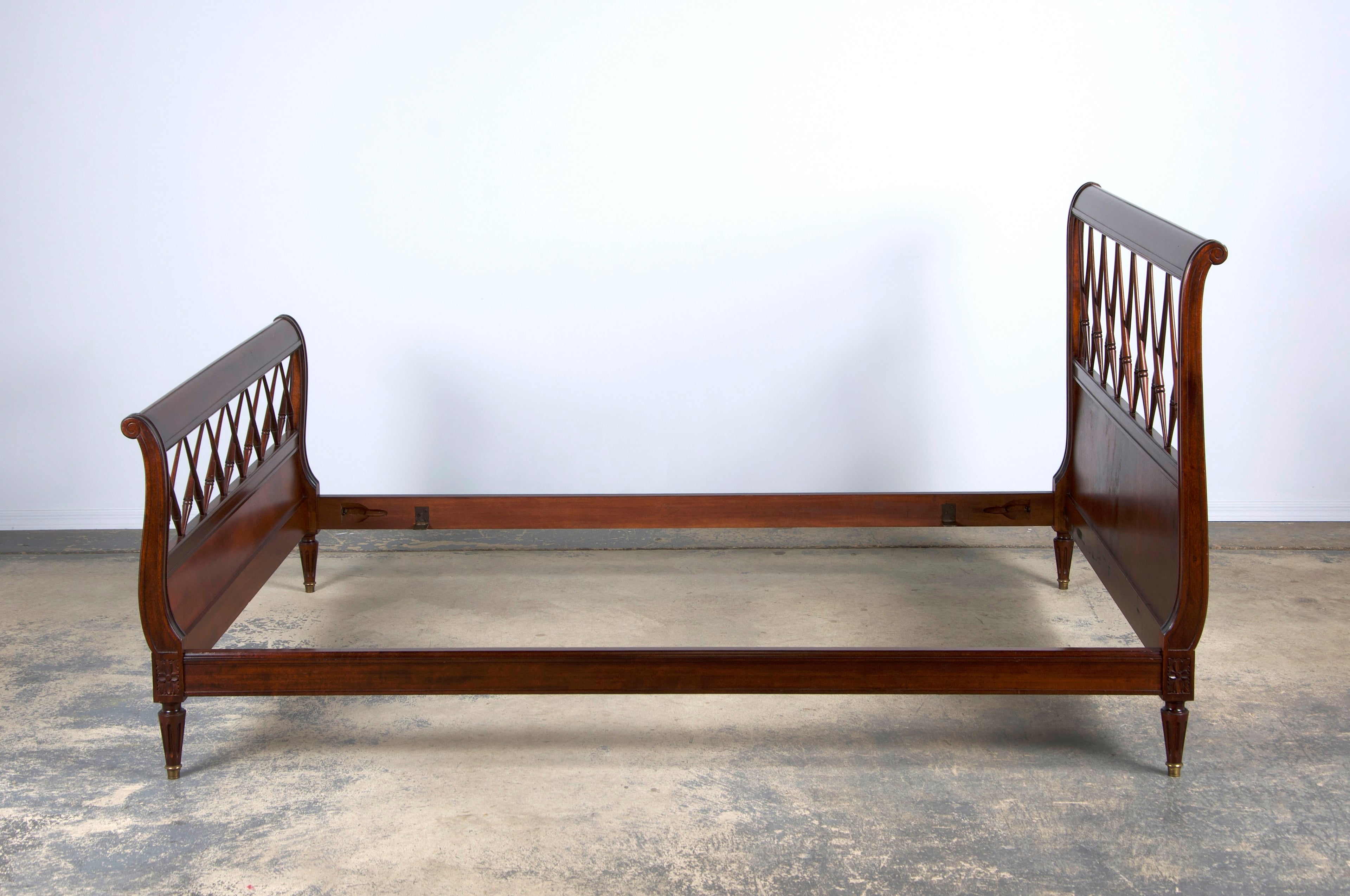 Antique French Louis XVI Style Mahogany Full Size Bedframe