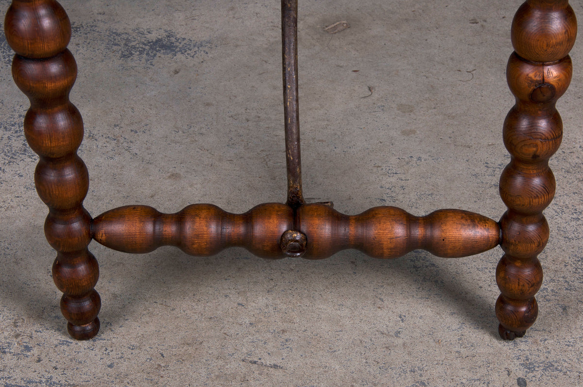 Antique Spanish Baroque Pine Console Table W/ Wrought Iron Stretcher