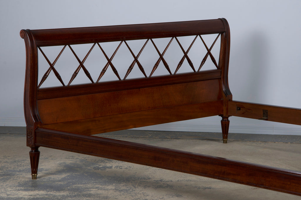 Antique French Louis XVI Style Mahogany Full Size Bedframe