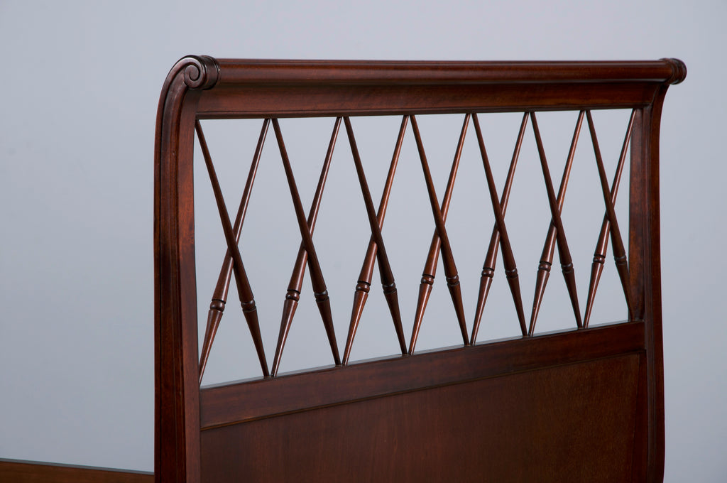 Antique French Louis XVI Style Mahogany Full Size Bedframe