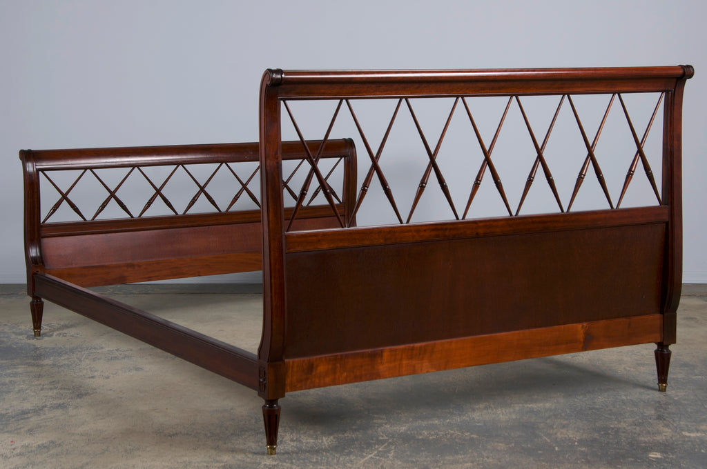 Antique French Louis XVI Style Mahogany Full Size Bedframe