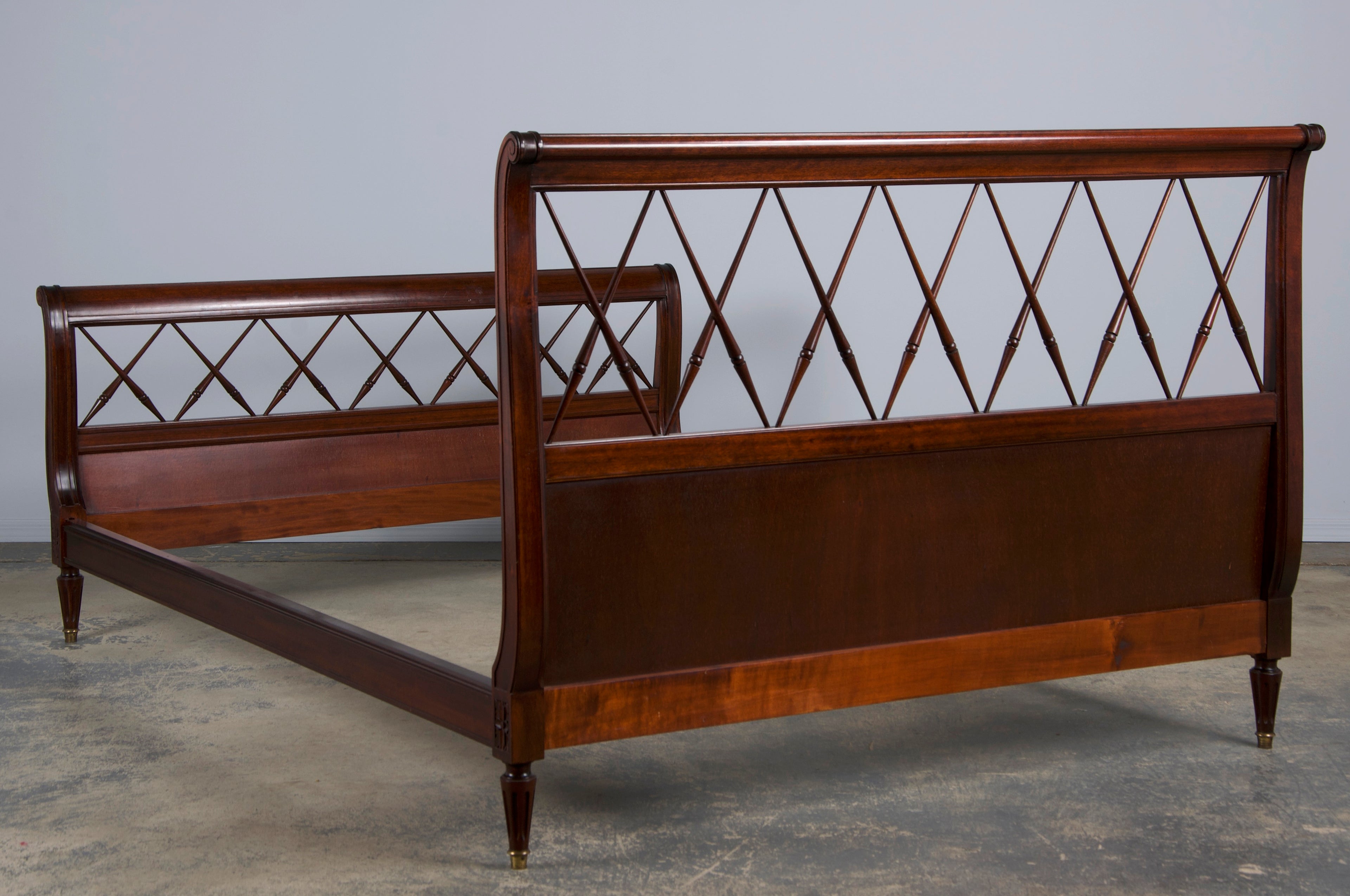 Antique French Louis XVI Style Mahogany Full Size Bedframe