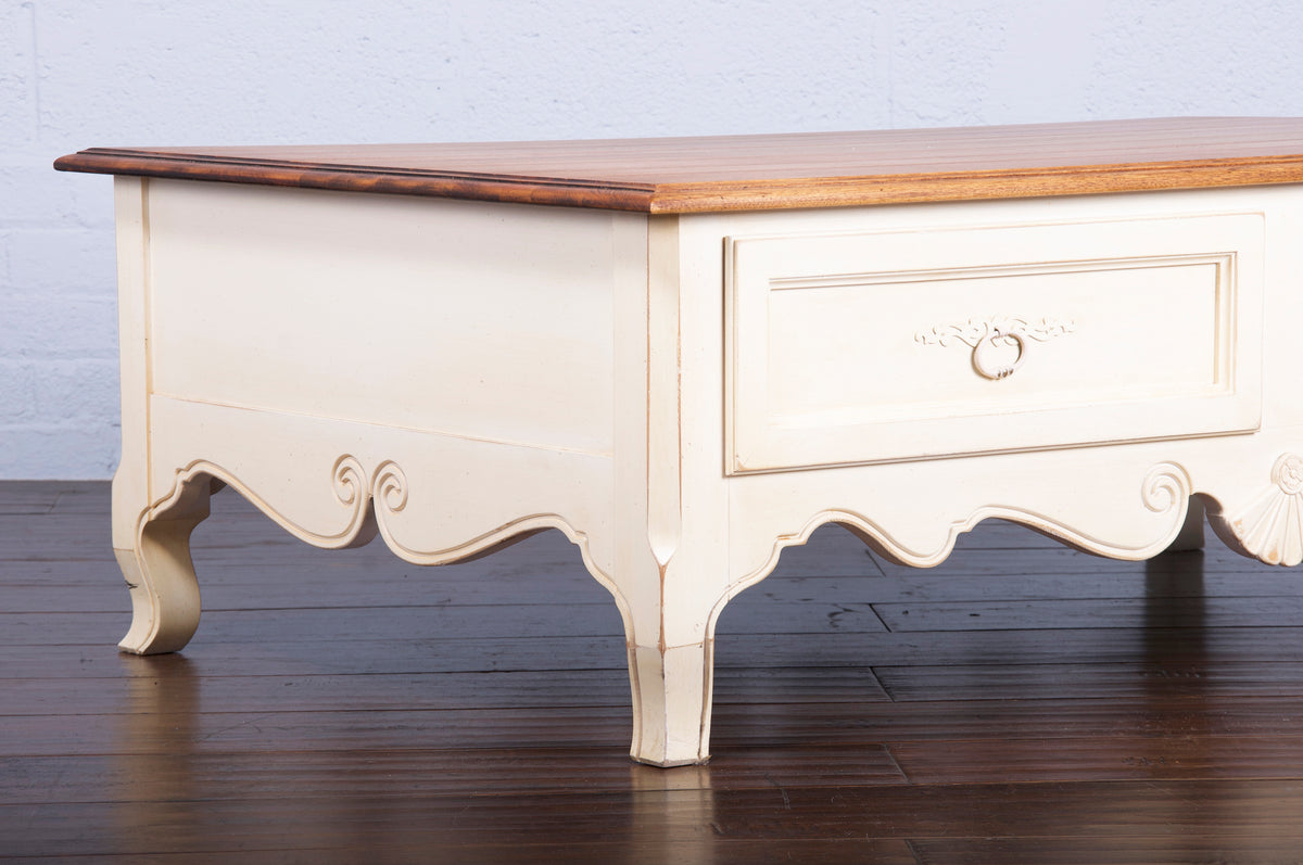 American Ethan Allen Country French Provincial Style Painted Birch Coffee Table