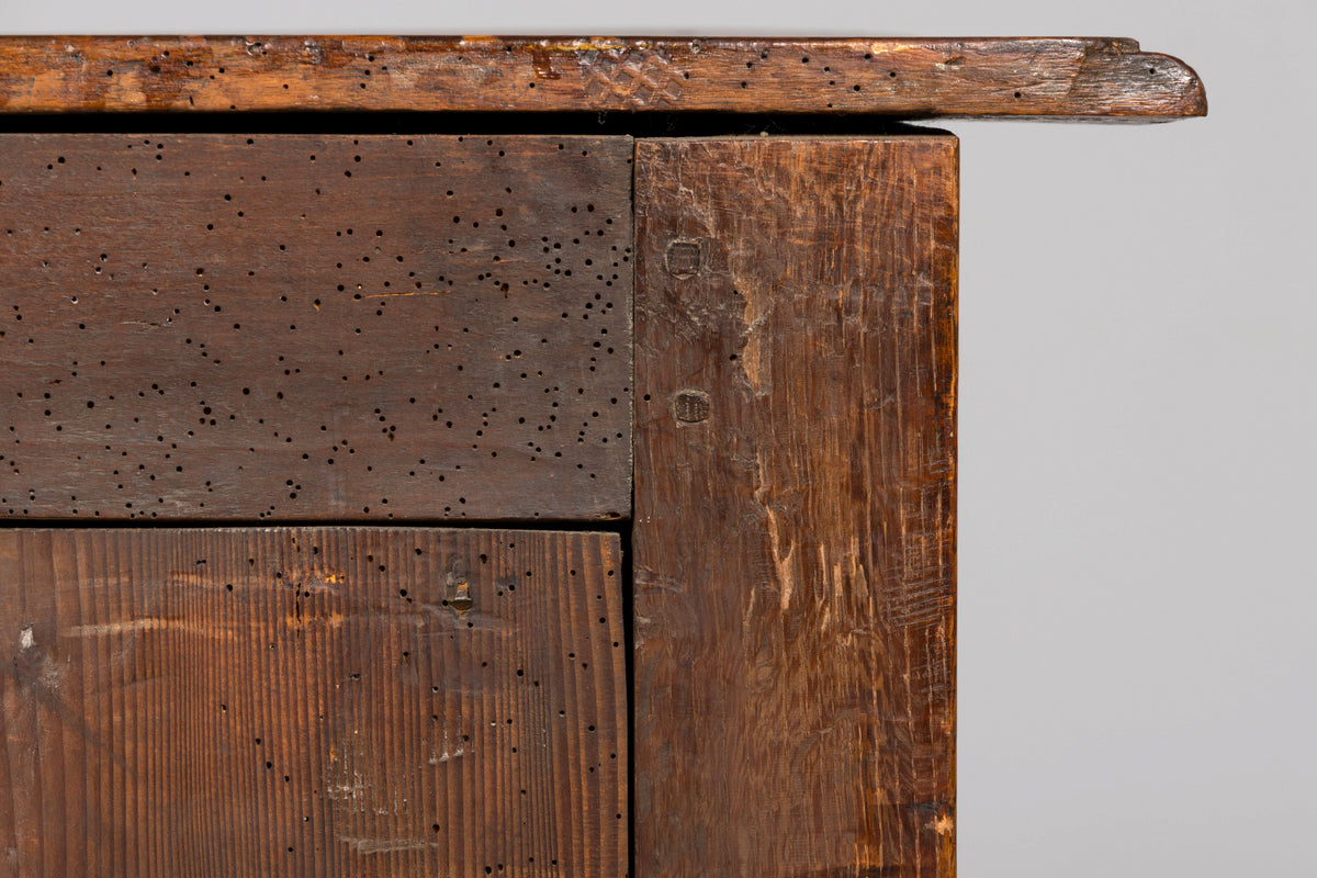 18th Century French Régence Walnut Chest of Drawers with Brass Pulls, Lyon