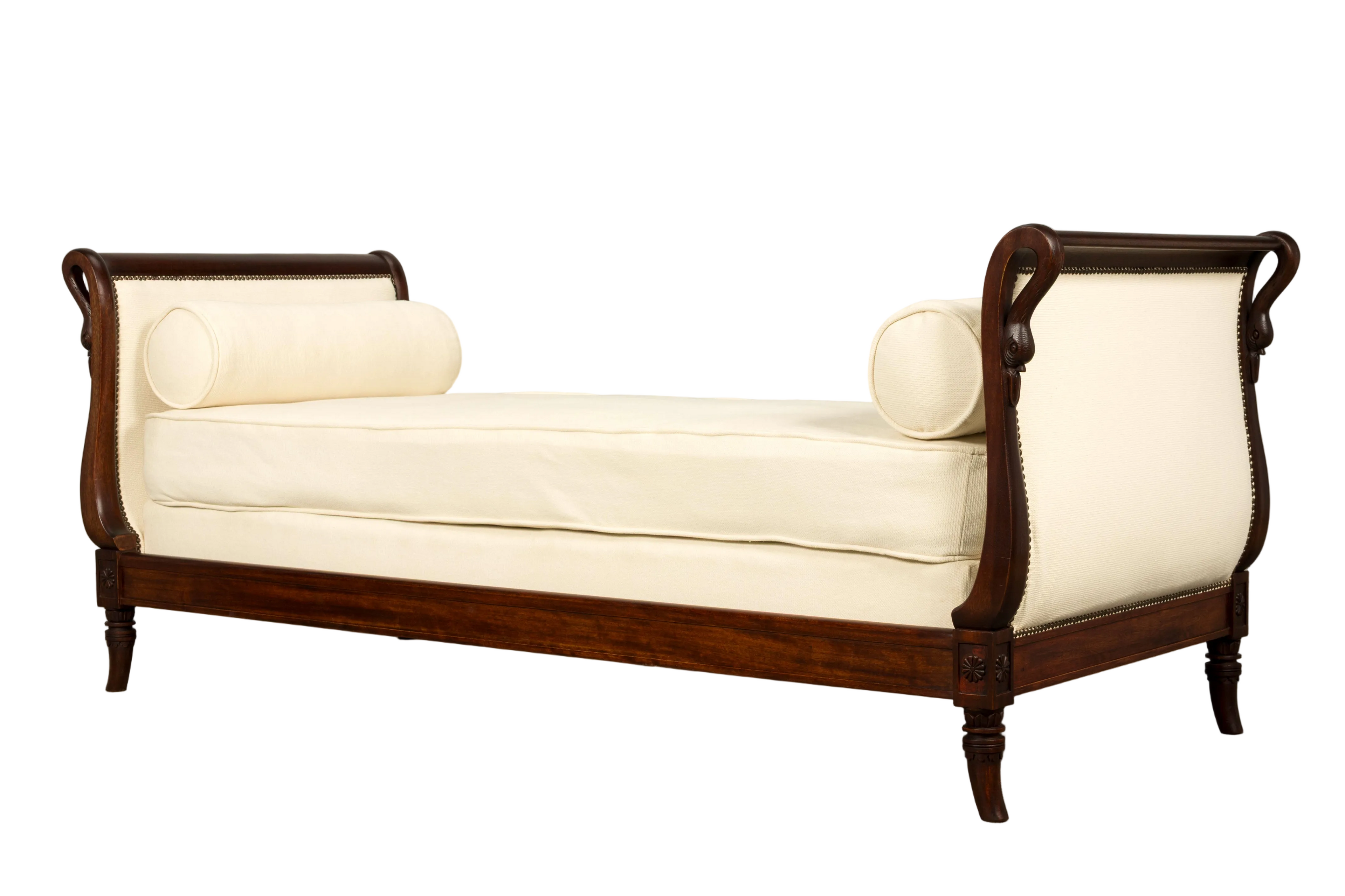 Early 19th Century French Empire Swan Neck Mahogany Daybed, Paris