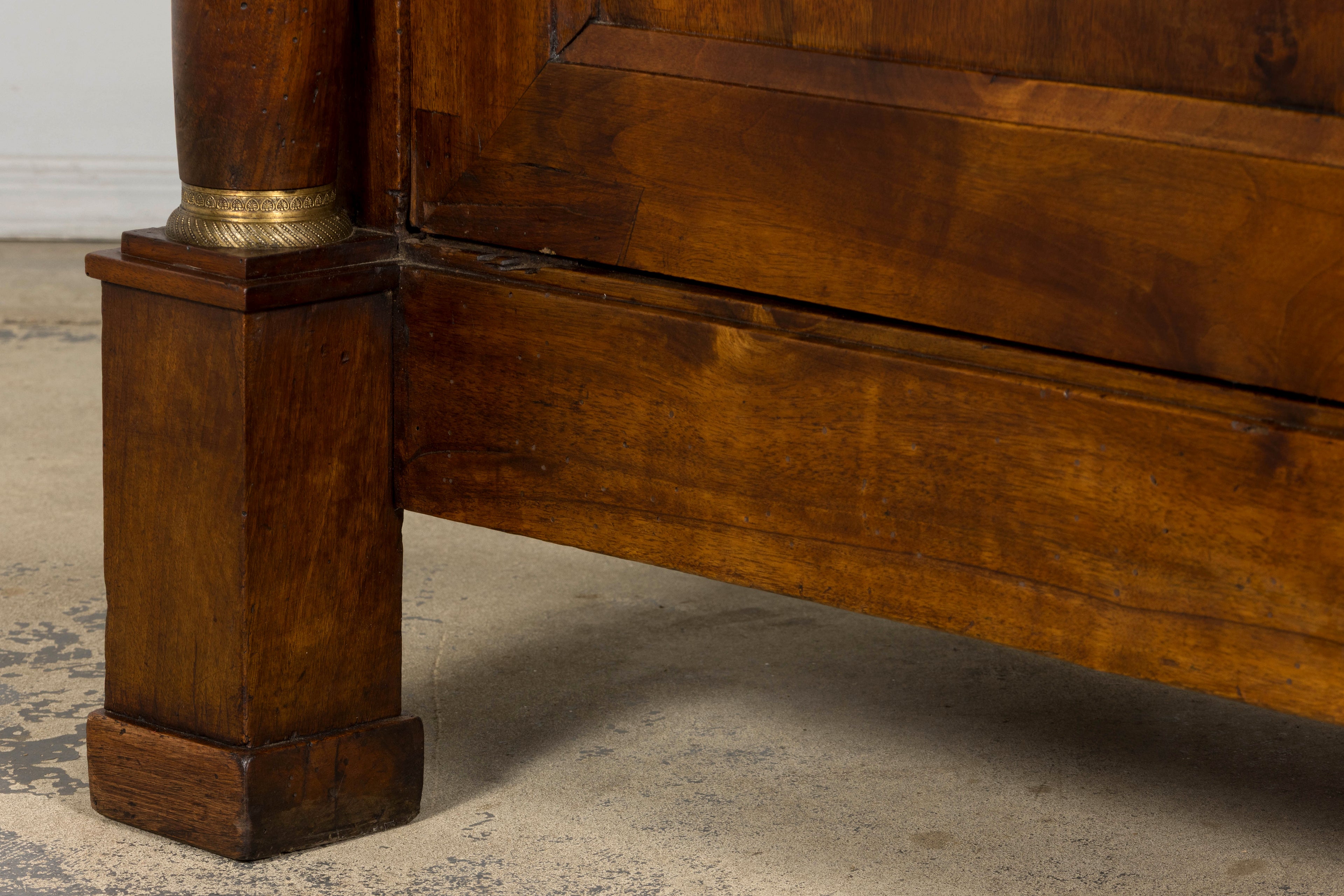 Early 19th Century French Empire Walnut Buffet with Grey Marble Top
