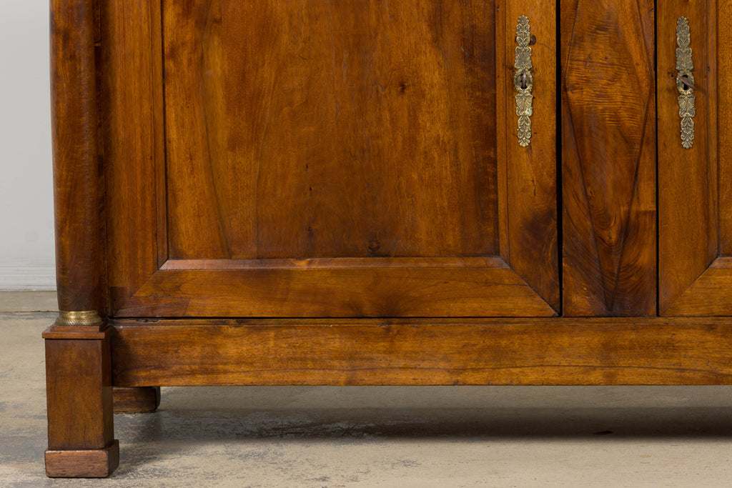 Early 19th Century French Empire Walnut Buffet with Grey Marble Top