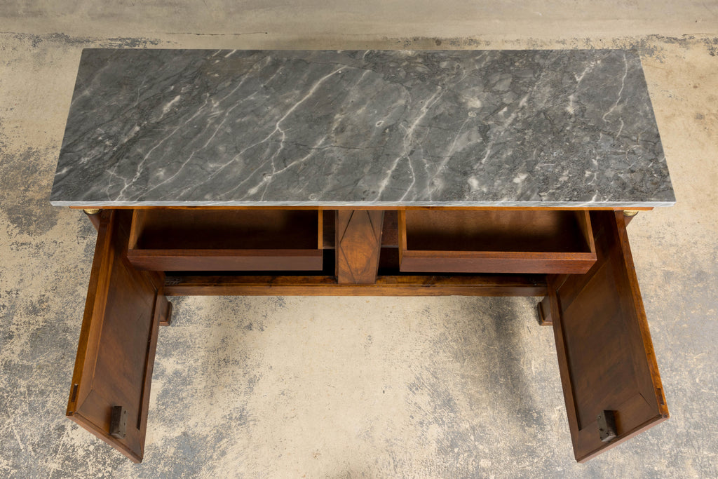 Early 19th Century French Empire Walnut Buffet with Grey Marble Top