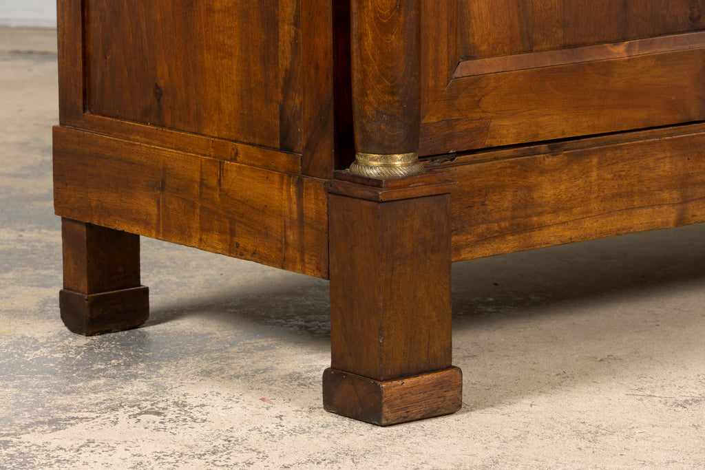 Early 19th Century French Empire Walnut Buffet with Grey Marble Top