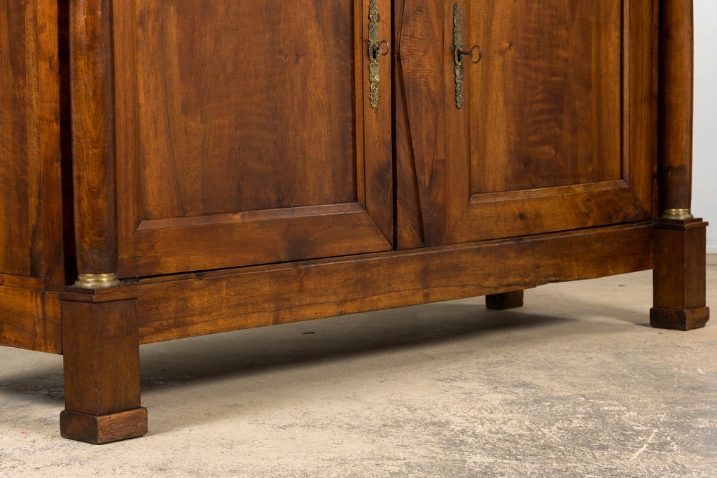 Early 19th Century French Empire Walnut Buffet with Grey Marble Top
