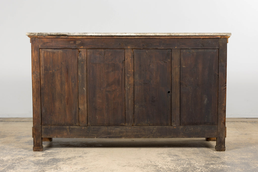 Early 19th Century French Empire Walnut Buffet with Grey Marble Top