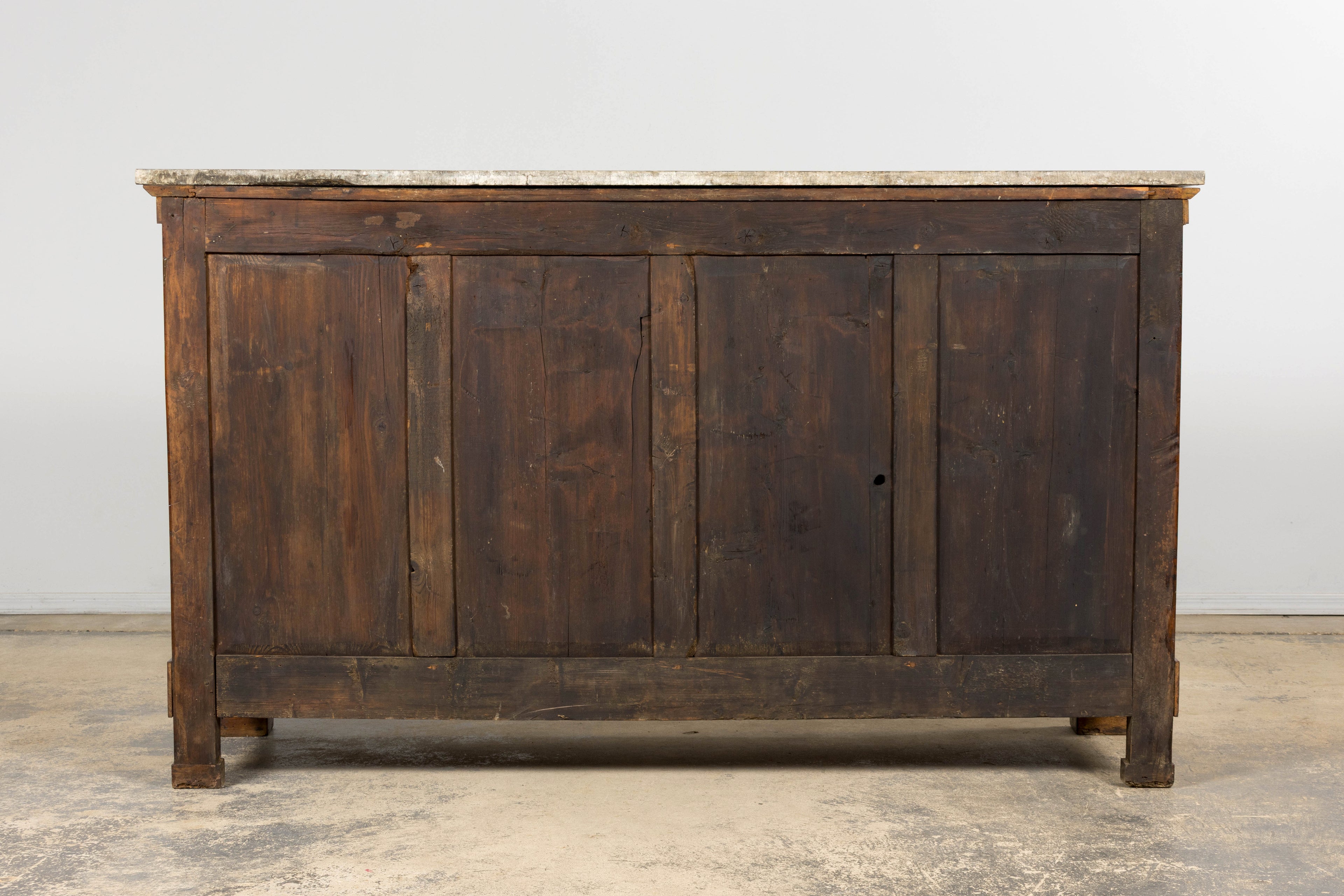 Early 19th Century French Empire Walnut Buffet with Grey Marble Top