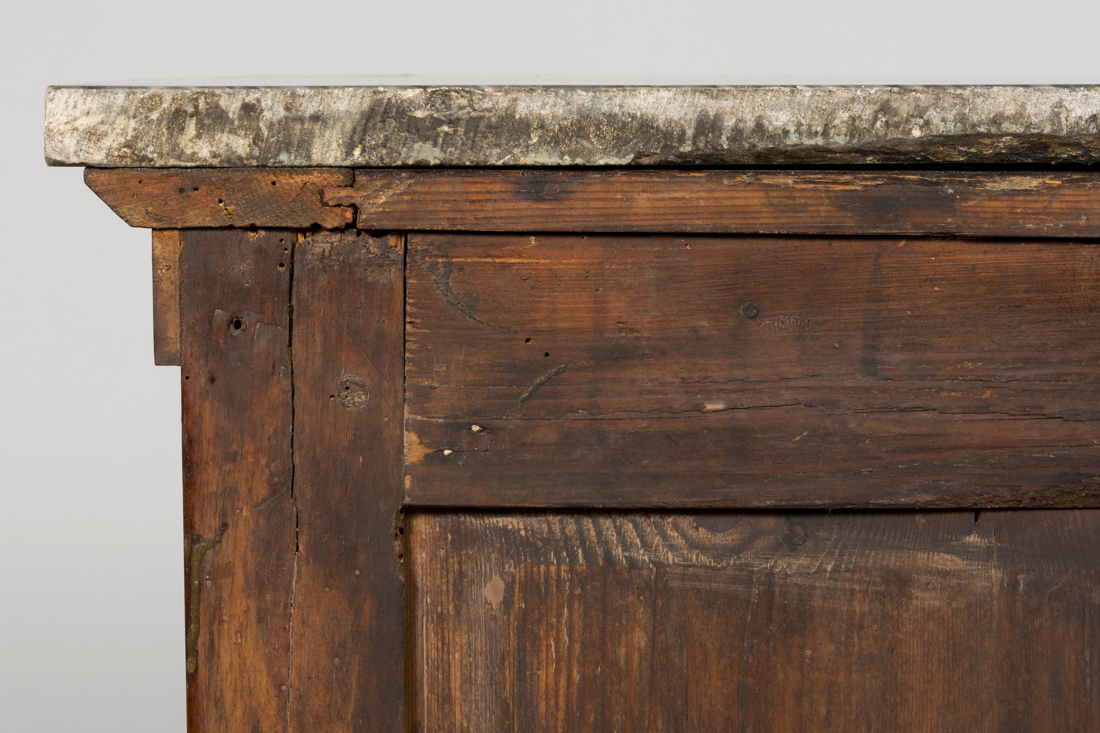 Early 19th Century French Empire Walnut Buffet with Grey Marble Top