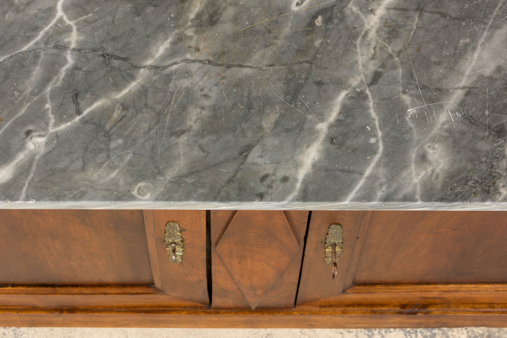 Early 19th Century French Empire Walnut Buffet with Grey Marble Top
