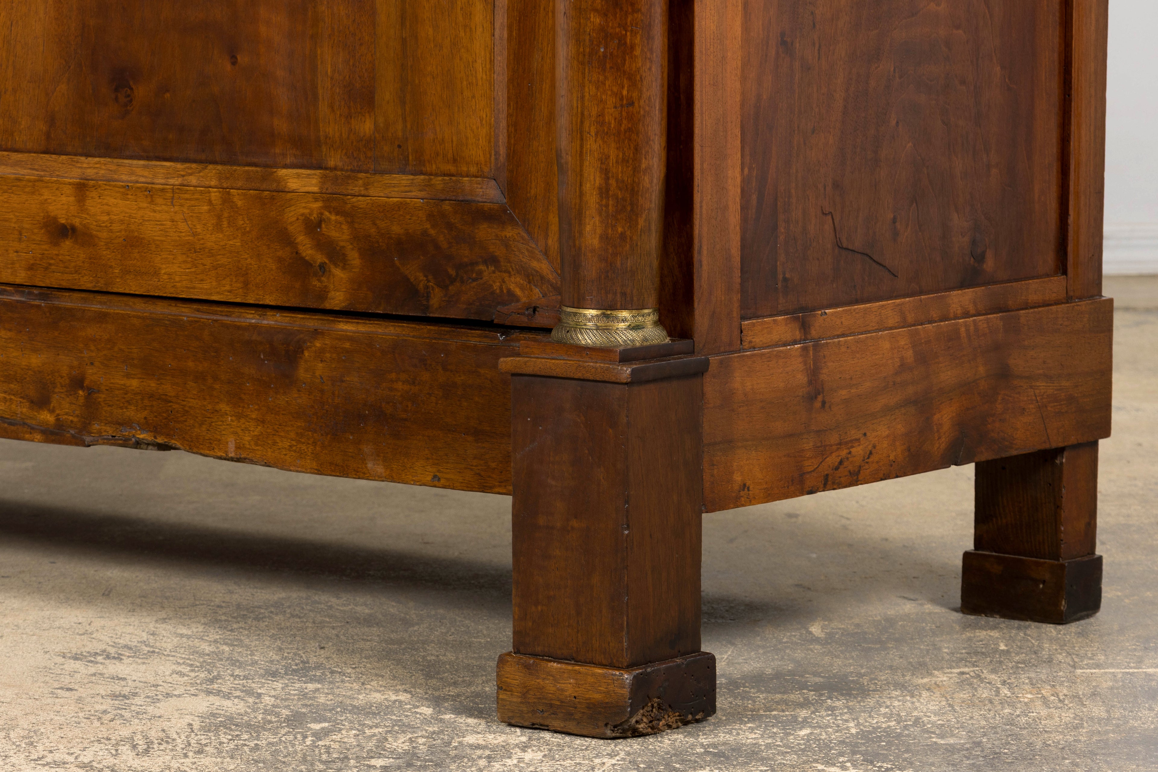 Early 19th Century French Empire Walnut Buffet with Grey Marble Top
