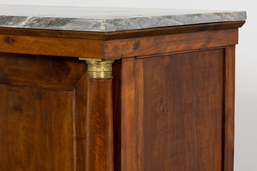 Early 19th Century French Empire Walnut Buffet with Grey Marble Top