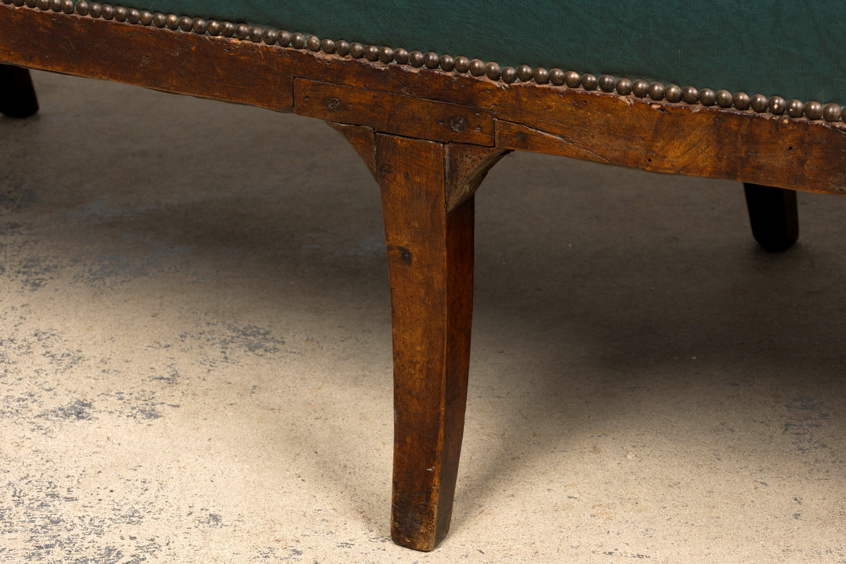 Early 19th Century French Empire Walnut Sofa in Forest Green