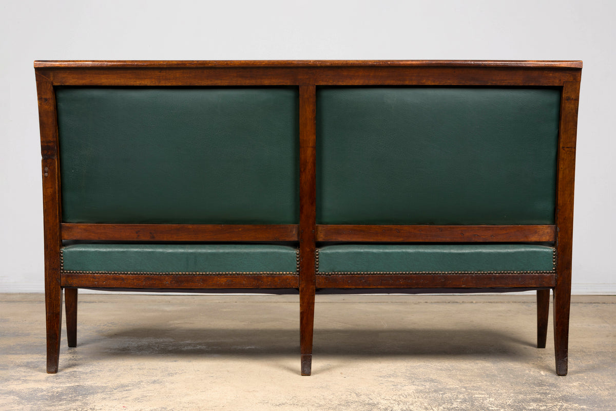 Early 19th Century French Empire Walnut Sofa in Forest Green