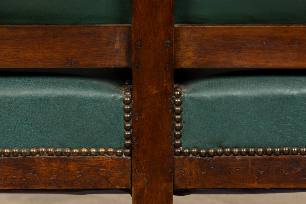 Early 19th Century French Empire Walnut Sofa in Forest Green