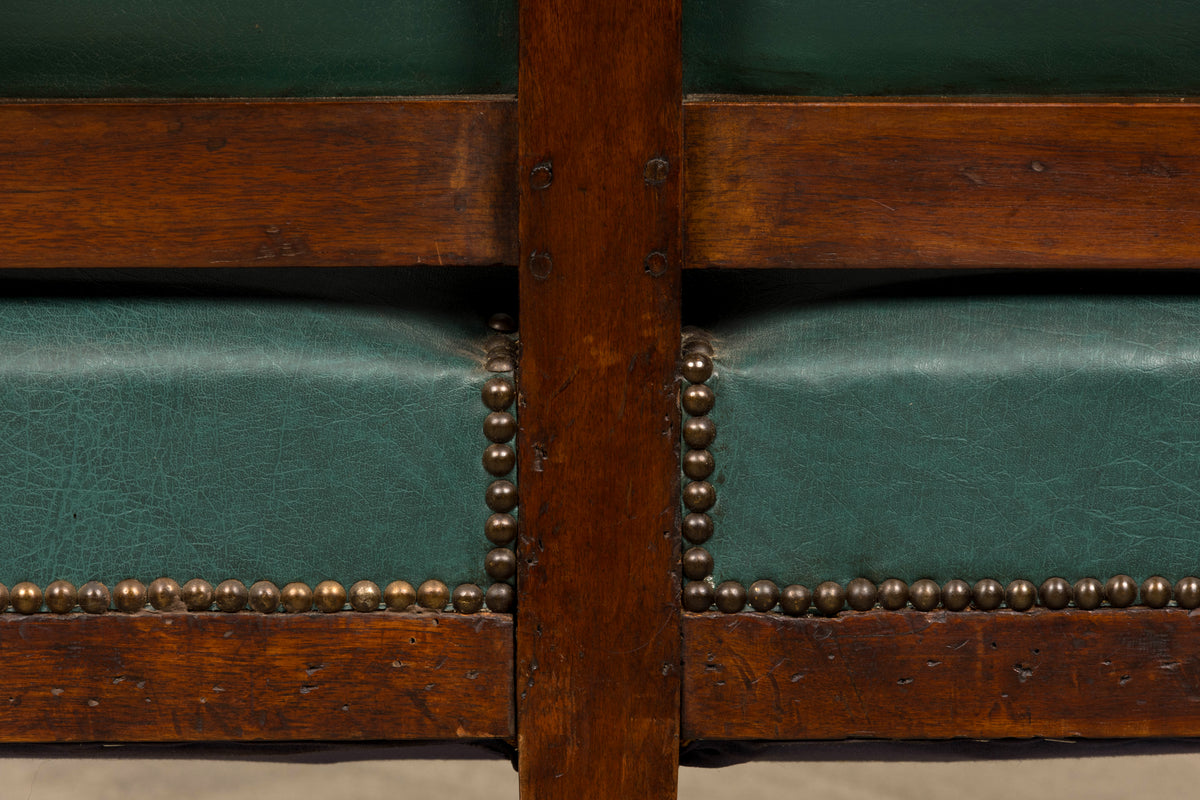 Early 19th Century French Empire Walnut Sofa in Forest Green