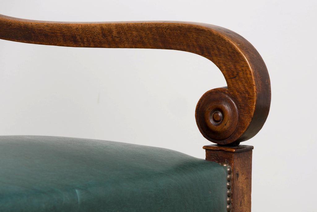 Early 19th Century French Empire Walnut Sofa in Forest Green