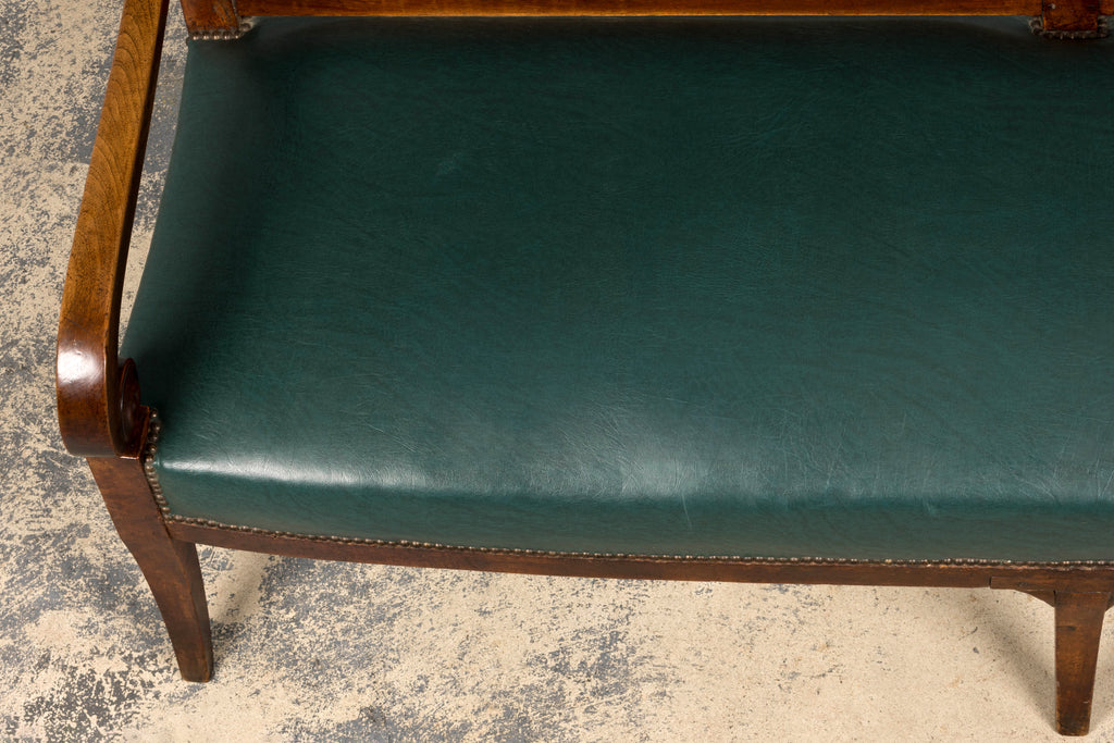 Early 19th Century French Empire Walnut Sofa in Forest Green