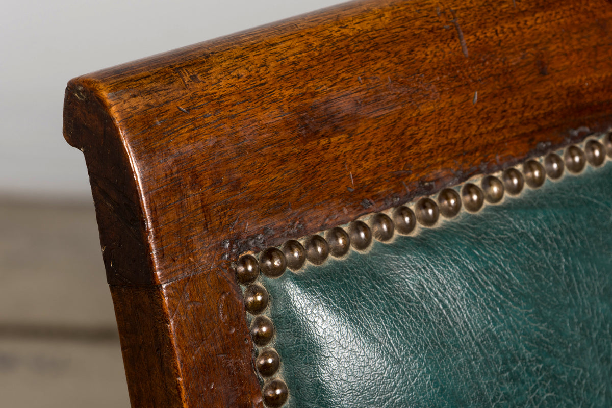 Early 19th Century French Empire Walnut Sofa in Forest Green