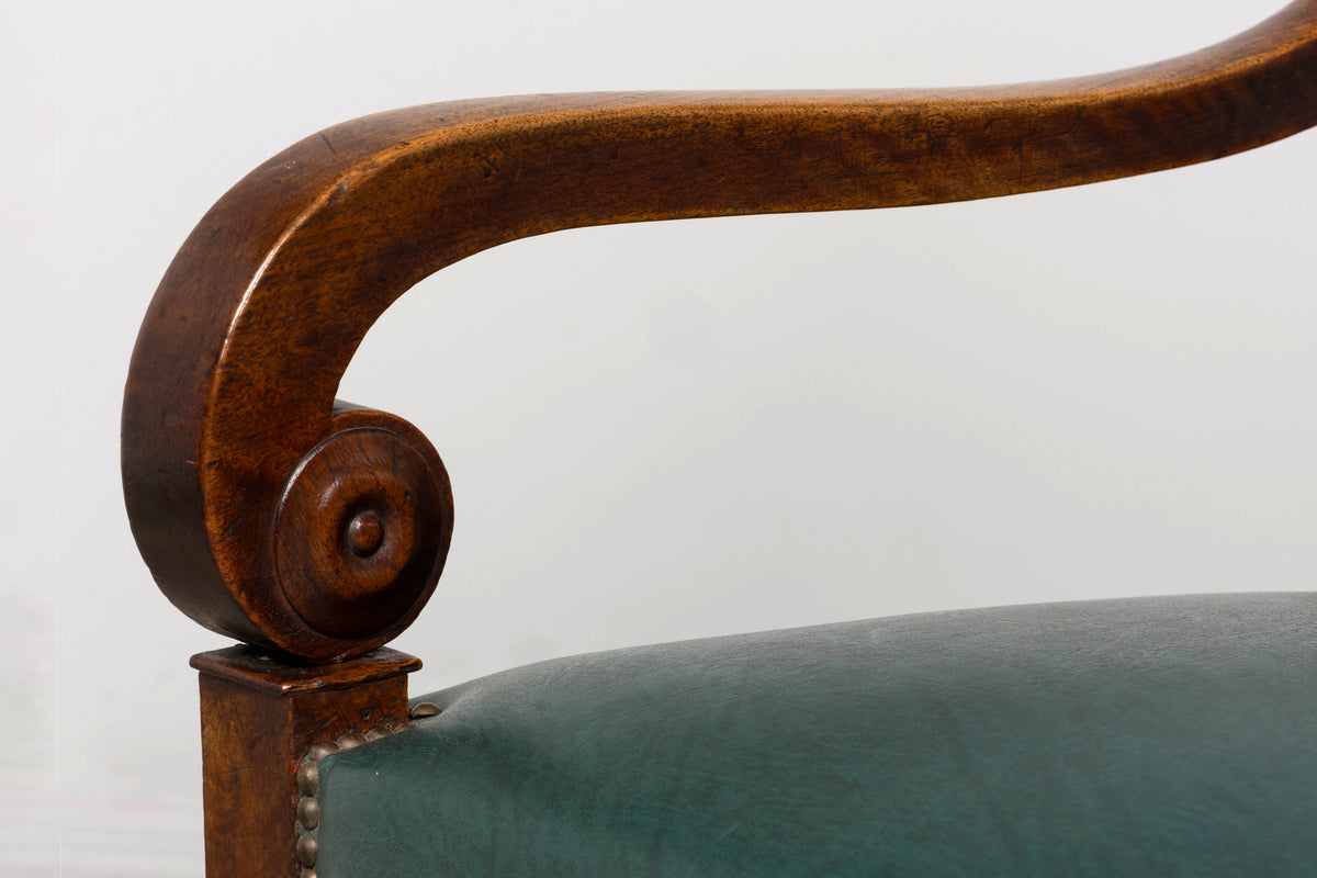 Early 19th Century French Empire Walnut Sofa in Forest Green