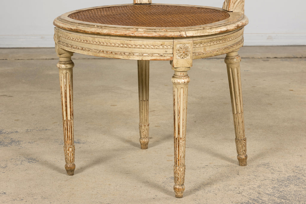 Early 19th Century French Louis XVI Painted Cane Dining Chairs - Set of 10