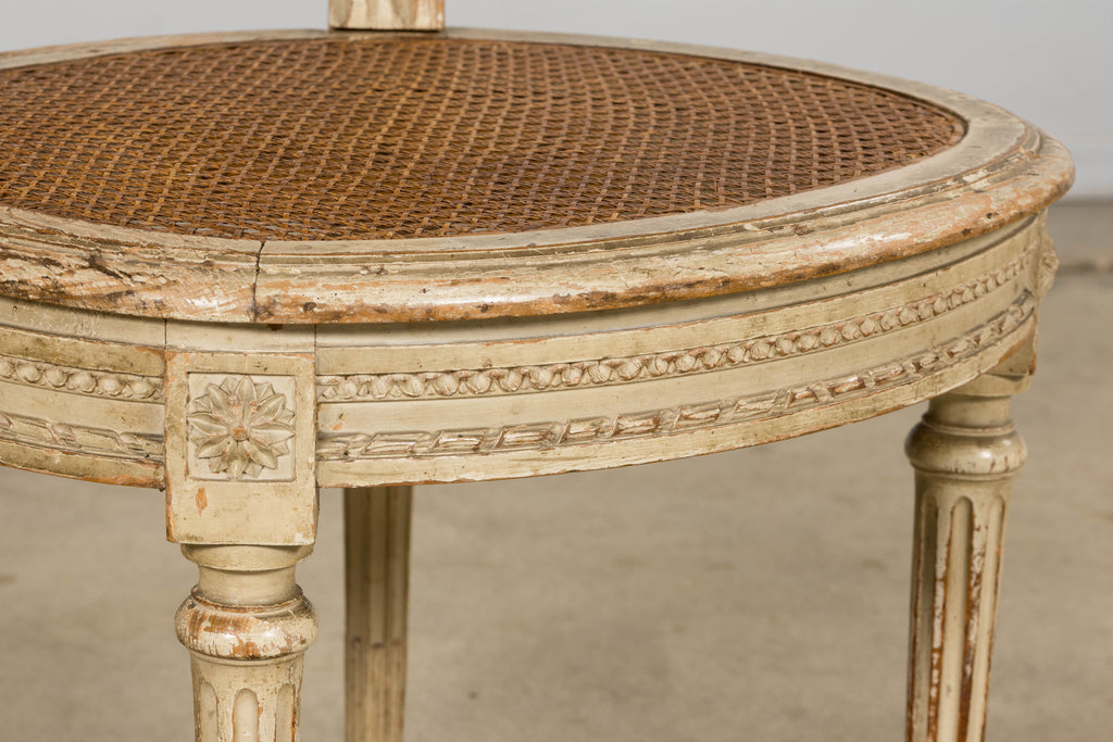 Early 19th Century French Louis XVI Painted Cane Dining Chairs - Set of 10