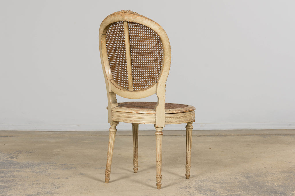 Early 19th Century French Louis XVI Painted Cane Dining Chairs - Set of 10