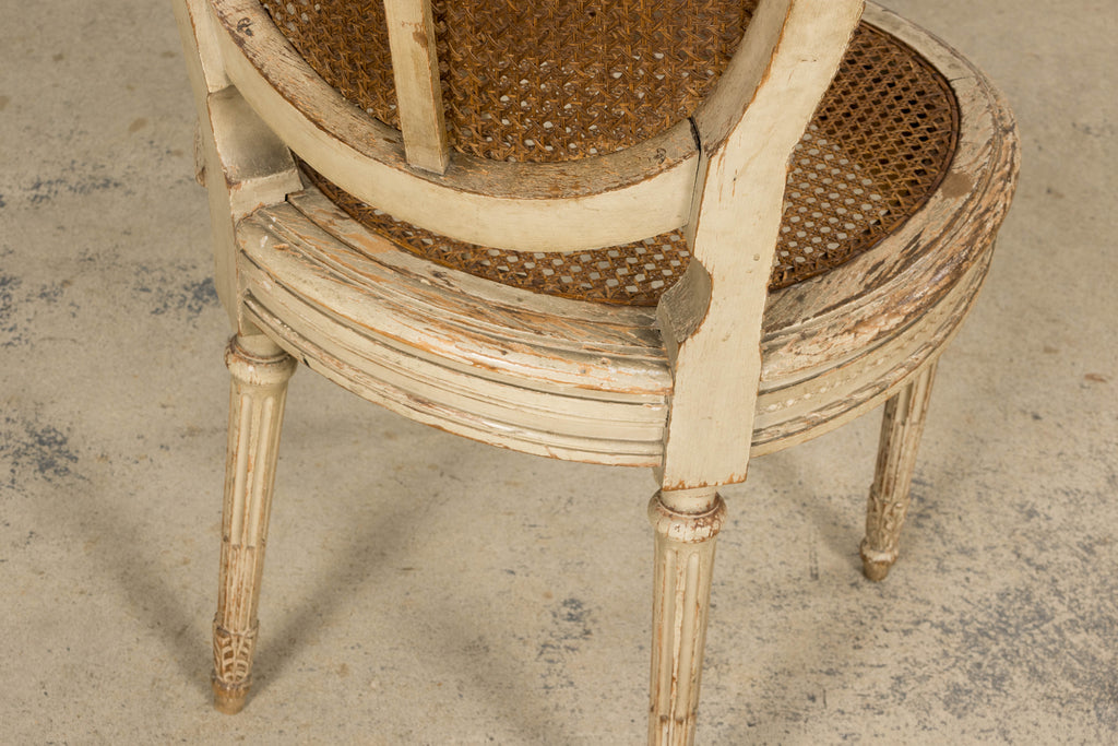 Early 19th Century French Louis XVI Painted Cane Dining Chairs - Set of 10