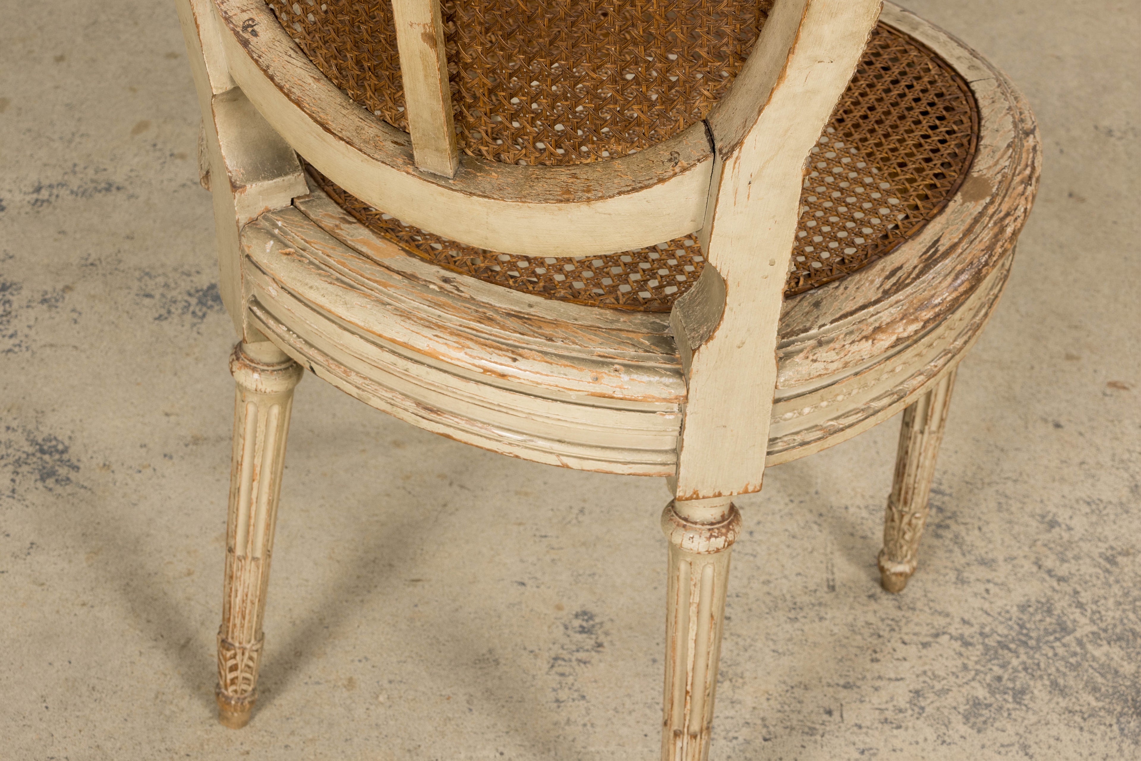 Early 19th Century French Louis XVI Painted Cane Dining Chairs - Set of 10