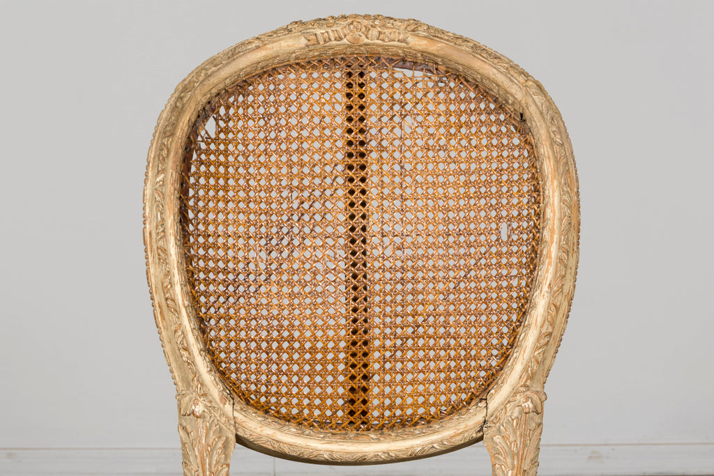 Early 19th Century French Louis XVI Painted Cane Dining Chairs - Set of 10