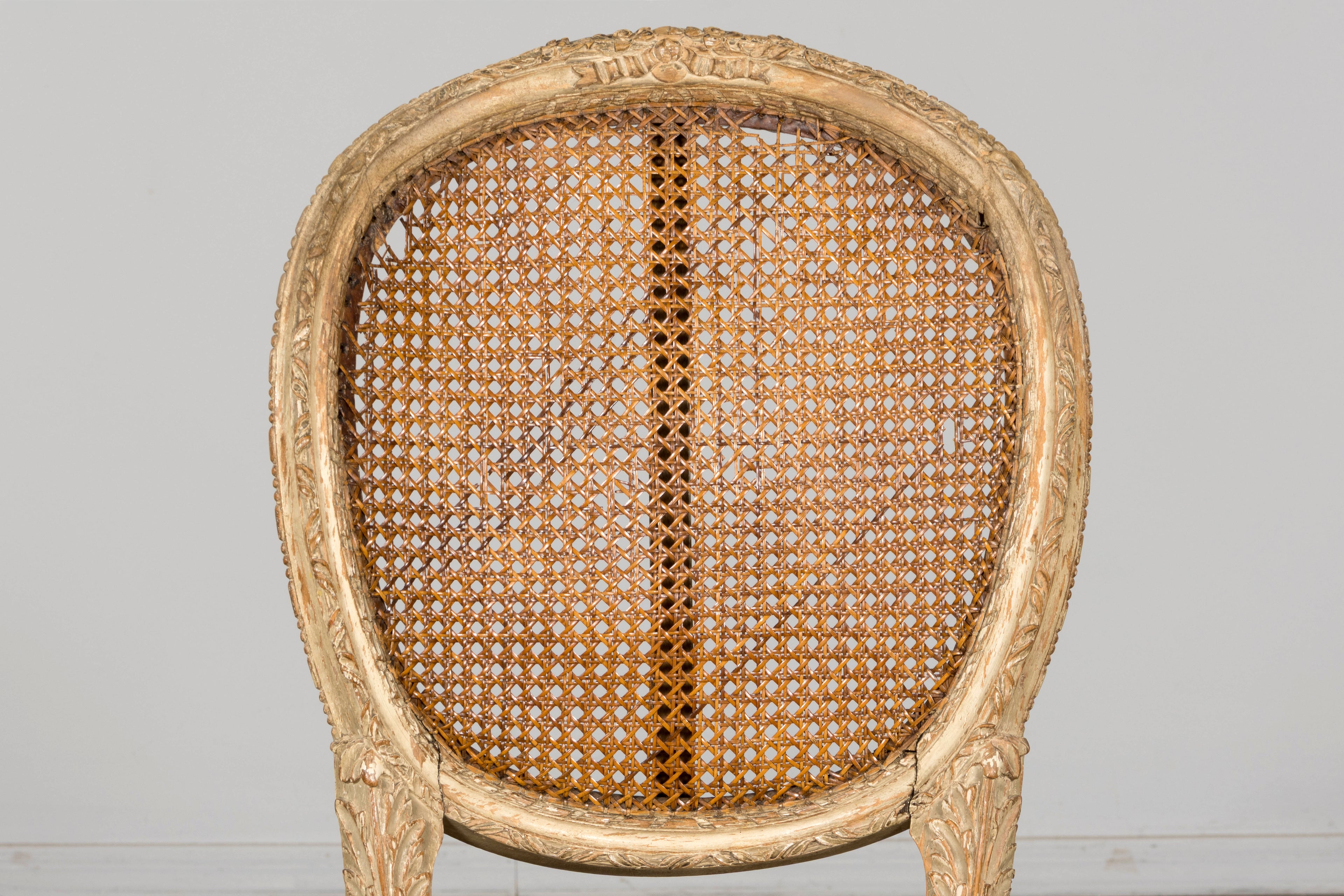 Early 19th Century French Louis XVI Painted Cane Dining Chairs - Set of 10