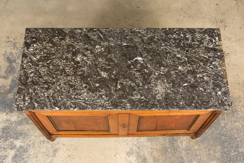 Early 19th Century French Louis XVI Walnut Buffet with Marble Top