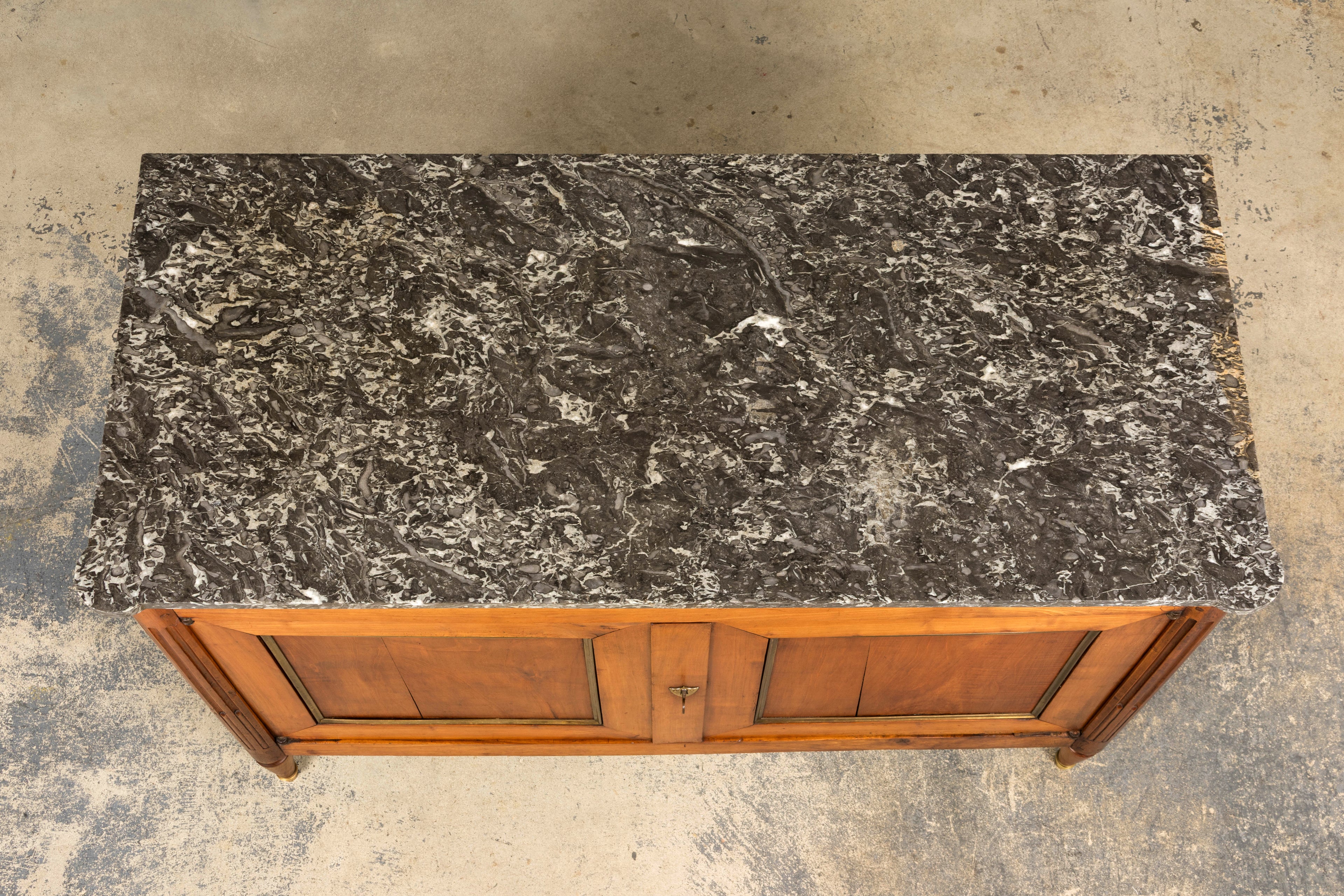 Early 19th Century French Louis XVI Walnut Buffet with Marble Top