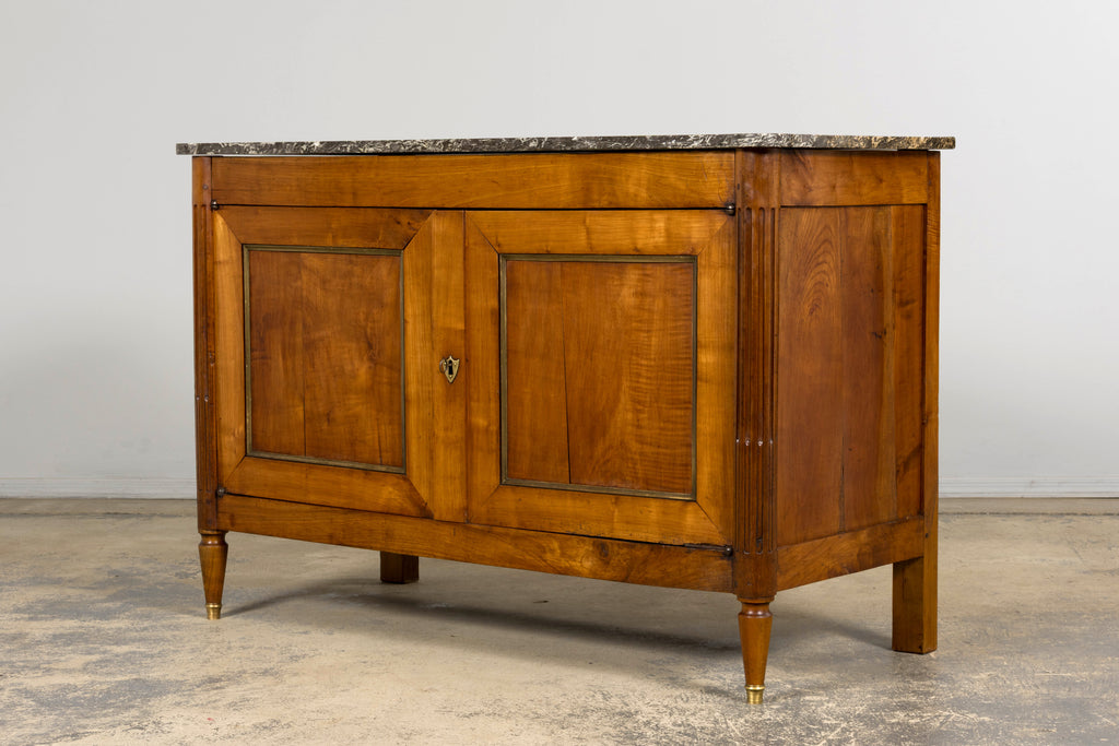 Early 19th Century French Louis XVI Walnut Buffet with Marble Top