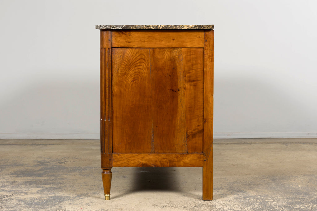 Early 19th Century French Louis XVI Walnut Buffet with Marble Top