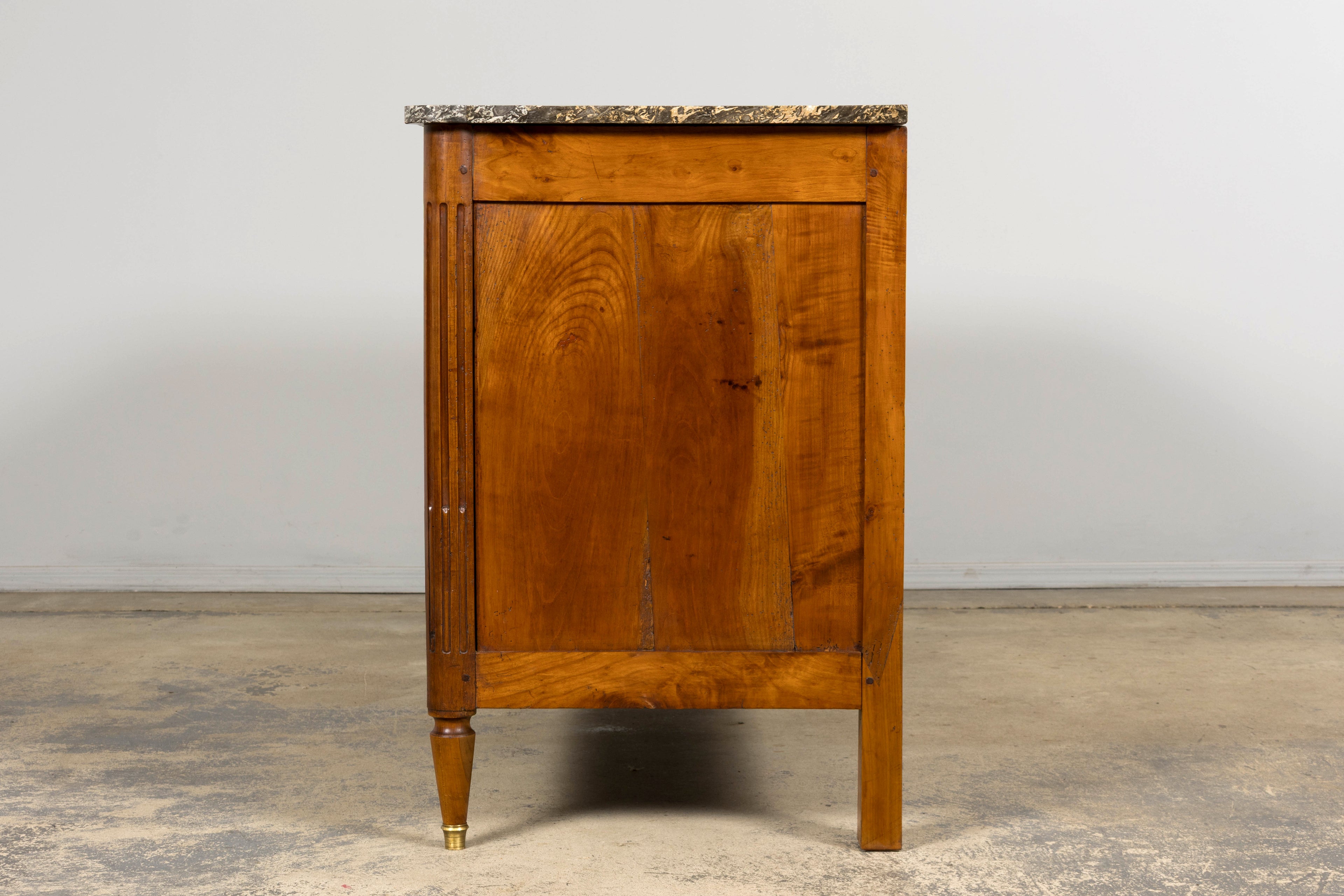 Early 19th Century French Louis XVI Walnut Buffet with Marble Top