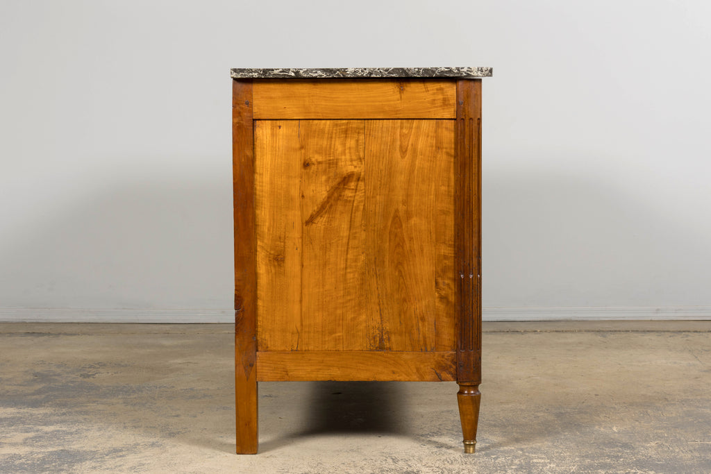Early 19th Century French Louis XVI Walnut Buffet with Marble Top