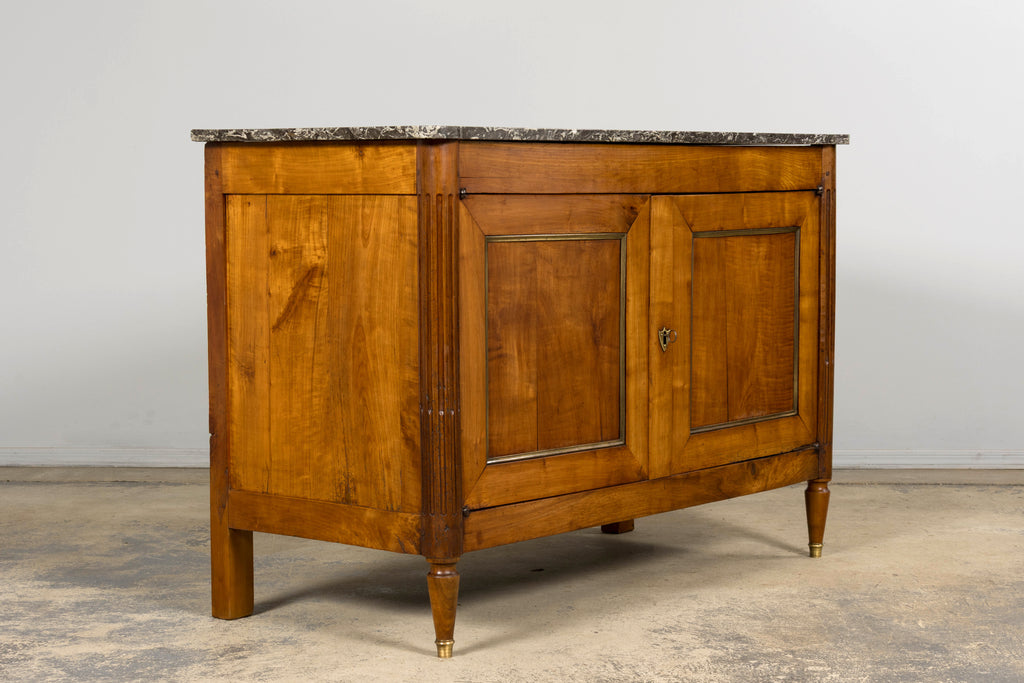 Early 19th Century French Louis XVI Walnut Buffet with Marble Top