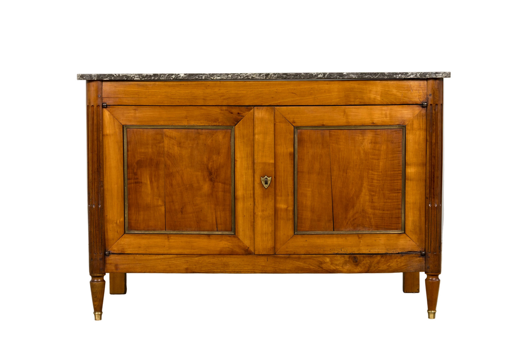 Early 19th Century French Louis XVI Walnut Buffet with Marble Top