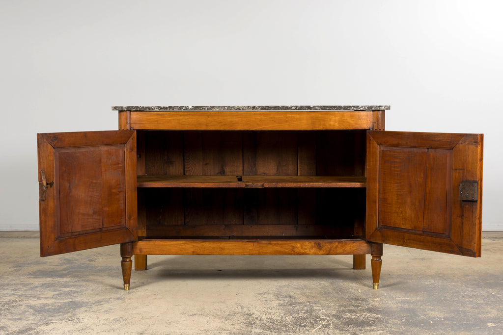 Early 19th Century French Louis XVI Walnut Buffet with Marble Top