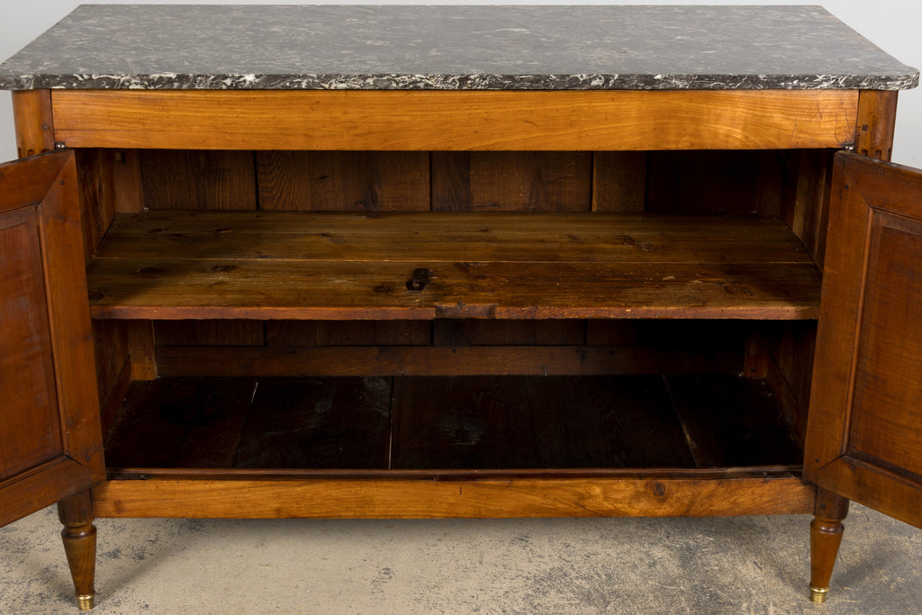 Early 19th Century French Louis XVI Walnut Buffet with Marble Top