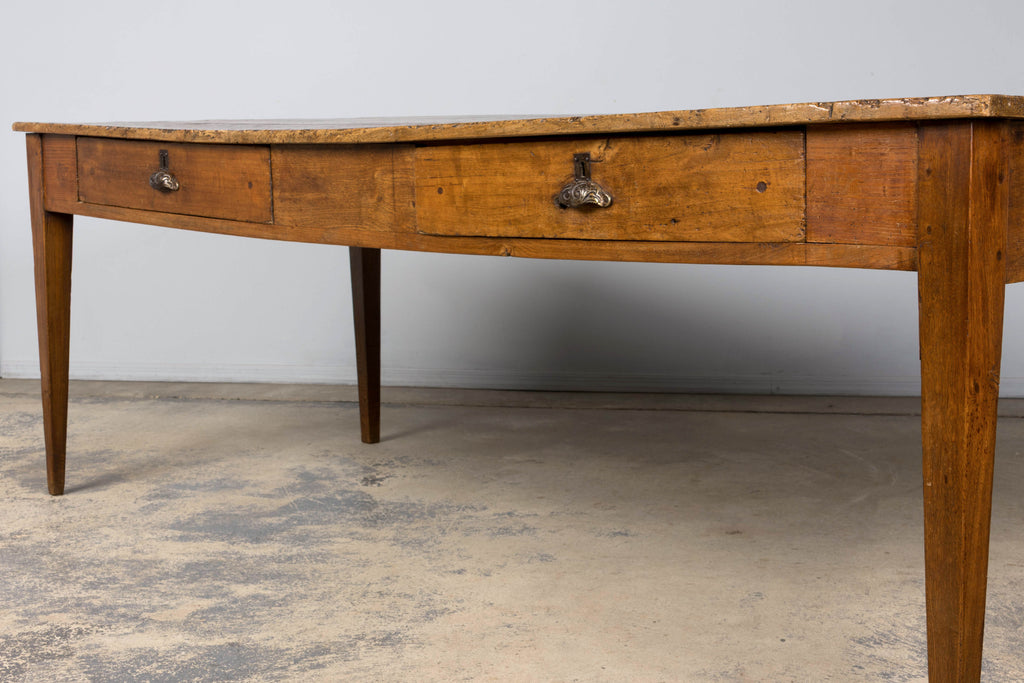 Early 19th Century French Provincial Fruitwood Farmhouse Table with Two Drawers